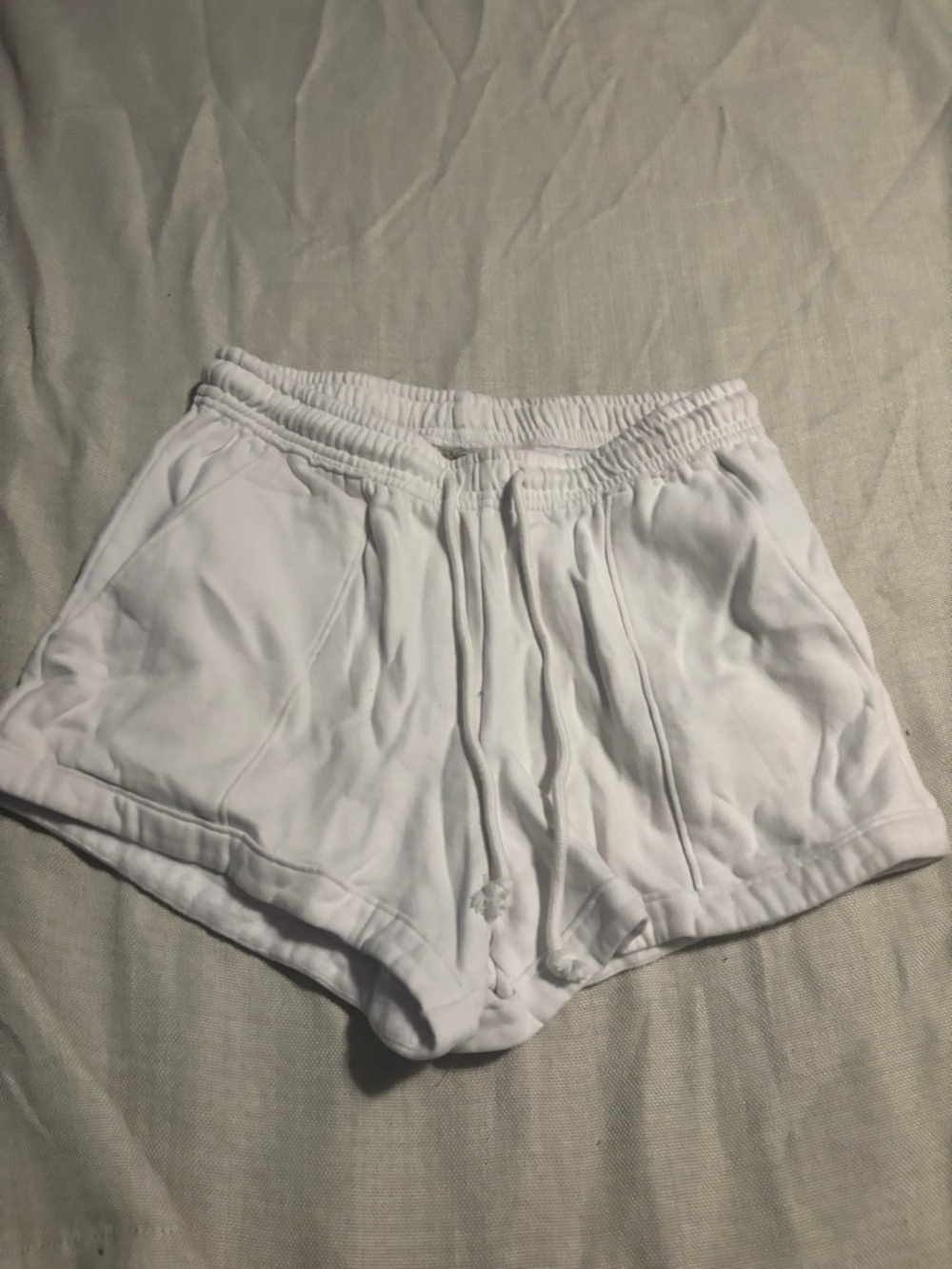 Harlow White Athletic Drawstring Shorts